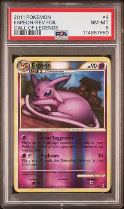 2011 POKEMON CALL OF LEGENDS ESPEON #4 REVERSE PSA 8 NM #114857550 - Image 1