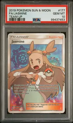 2019 POKEMON SUN & MOON TEAM UP 177 FULL ART/JASMINE PSA 10 - Image 1