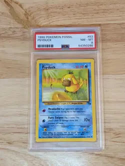 PSA 8 Psyduck 53/62 Fossil Set Pokemon NM-MT - Image 1