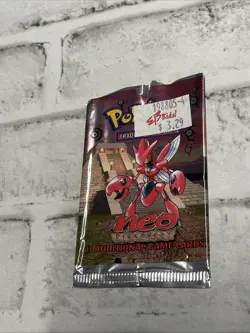 Rare Vintage Pokemon Card TCG Neo Discovery Booster Pack Open/EMPTY Scizor Vtg - Image 1