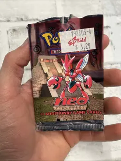 Rare Vintage Pokemon Card TCG Neo Discovery Booster Pack Open/EMPTY Scizor Vtg - Image 2