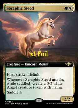MTG Foil Borderless Outlaws of Thunder Junction OTJ Seraphic Steed MINT - Image 1