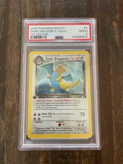 Pokemon 1st Edition Dark Dragonite Holo 5/82 PSA 2 - Image 1