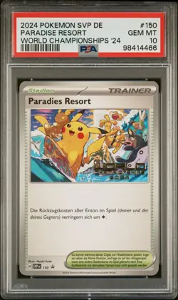 2024 POKEMON GERMAN SVP DE-SV BLACK STAR PROMO #150 PARADISE RESORT PSA 10 - Image 1
