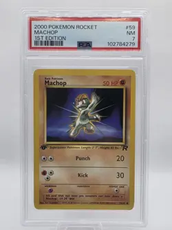 MACHOP 1ST EDITION 2000 Pokemon Team Rocket PSA 7 - Image 1