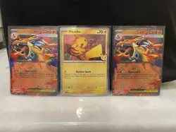 Pokemon TCG - Mega Charizard Y ex 030 (x2) + Pikachu 51/162 30th Anniversary - Image 1