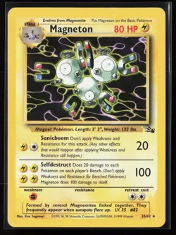 Magneton 26/62 Rare Fossil WOTC Vintage Pokemon LP - Image 1