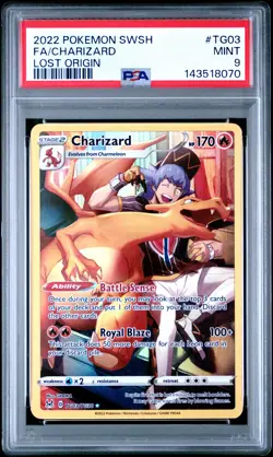 PSA 9 Fa/Charizard TG03 Pokemon 2022 Sword & Shield Lost Origin - Image 1