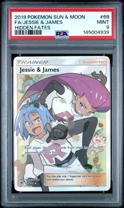 PSA 9 Jessie & James 68 Hidden Fates Pokemon Sun & Moon Hidden Fates - Image 1