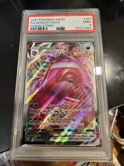 2021 POKEMON SWORD & SHIELD FUSION STRIKE #157 FULL ART/GENGAR VMAX PSA 9 - Image 1