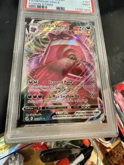 2021 POKEMON SWORD & SHIELD FUSION STRIKE #157 FULL ART/GENGAR VMAX PSA 9 - Image 3