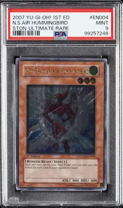 2007 YU-GI-OH! STON-STRIKE OF NEOS #EN004 NEO-SPACIAN AIR HUMMINGBIRD PSA 9 - Image 1