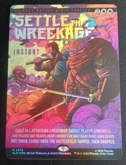 MTG Secret Lair TMNT - Settle the Wreckage - Foil Borderless - Image 1