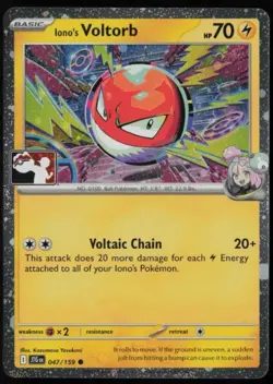 Pokemon Iono's Voltorb 047/159 Prize Pack Series 8 Cosmo Holo Pack Fresh - NM - Image 1