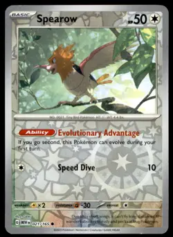 Spearow 021/165 Common 151 Pokemon Reverse Holo Moderately Played - Image 1