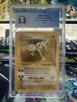 1999 Pokemon Fossil Hitmonlee Holo R - CGC 5.5 #7 - Image 1