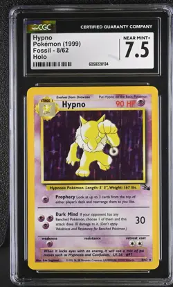 Pokemon CGC 7.5 Hypno 8/62 - Fossil, 1999 Holo Rare - Image 1