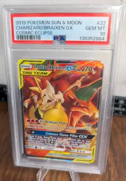 PSA 9.0 MINT Charizard & Braixen GX SM230 Sun & Moon Promo Holofoil Pokemon TCG - Image 1