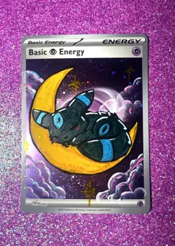 Pokemon Umbreon Shiny Custom Painted Card FanArt By AstroKardz 1/1 - Image 1