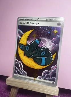 Pokemon Umbreon Shiny Custom Painted Card FanArt By AstroKardz 1/1 - Image 3