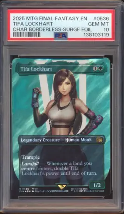 MTG FINAL FANTASY TIFA LOCKHART BORDERLESS SURGE FOIL #0536 PSA 10! - Image 1
