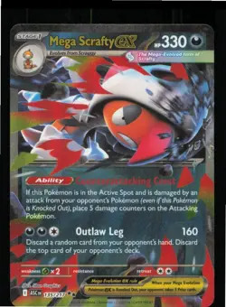 Mega Scrafty ex 135/217 Double Rare Ascended Heroes Pokemon Near Mint - Image 1