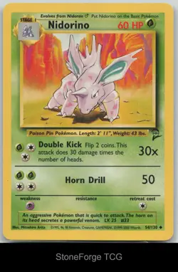 Nidorino 54/130 Uncommon Base Set 2 Pokemon Near Mint - Image 1