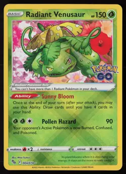Radiant Venusaur 004/078 Radiant Rare Pokemon GO Pokemon Near Mint - Image 1