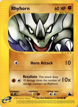 Rhyhorn 091/144 - Skyridge - Pokemon - NM - Image 1