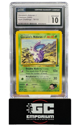 2000 Pokemon Gym Challenge 1st Edition Giovanni's Nidoran 76/132 - CGC 10 - Image 1