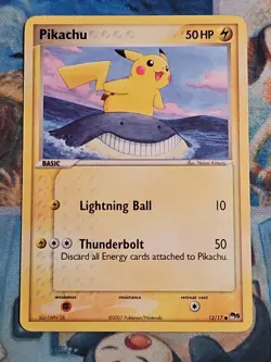 Pikachu POP Series 5 12/17 Pikachu Riding Wailmer Non Holo Pokemon Card 12/17 LP - Image 1