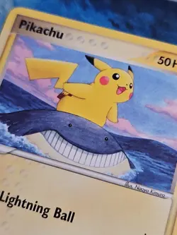 Pikachu POP Series 5 12/17 Pikachu Riding Wailmer Non Holo Pokemon Card 12/17 LP - Image 2