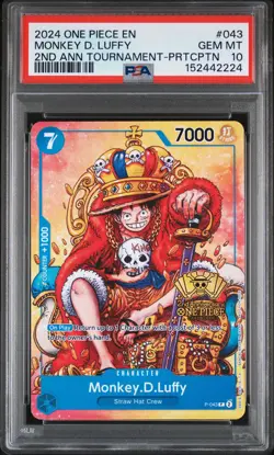 2024 ONE PIECE PROMOS #043 MONKEY D. LUFFY PSA 10 - Image 1