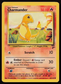 Charmander 69/130 Common Base Set 2 Pokemon NM - Image 1