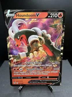 Pokemon TCG SWSH Darkness Ablaze Houndoom V 021/189 Ultra Rare Holo NM - Image 1