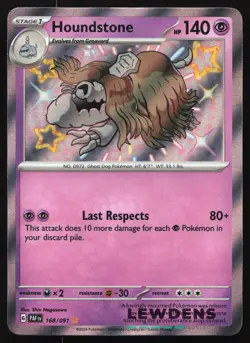 Houndstone - 168/091 - Paldean Fates - Shiny Rare - Pokemon Card - Image 1