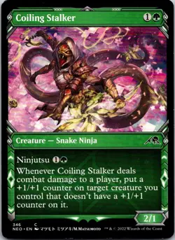 Magic the Gathering HP Coiling Stalker Showcase Kamigawa: Neon Dynasty MTG - Image 1