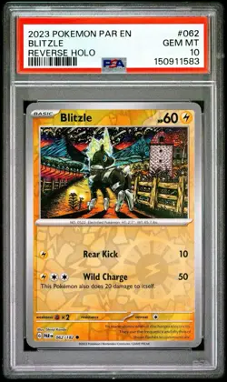 Pokemon TCG Reverse Holo Rare Blitzle 062/182 PSA 10 Low POP - Image 1