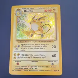 Pokemon TCG Raichu 14/102 Base Set Holo Rare 1999-2000 Copyright 80HP Wizards - Image 1