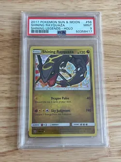 Pokemon 2017 Sun & Moon Shining Legends Shining Rayquaza Holo #56 PSA 9 MINT - Image 1