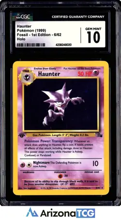 Pokemon 1999 Haunter 6/62 Holo Fossil 1st Edition GEM MINT CGC 10 - Image 1