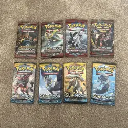Lot Of 8 Pokemon Sun & Moon Base & Crimson Invasion Booster Packs Factory Sealed - Image 1