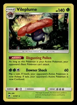 Vileplume 6/147 Rare Burning Shadows Holo Pokemon NM - Image 1