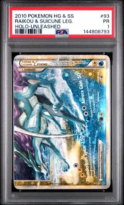 2010 POKEMON HEARTGOLD & SOULSILVER UNLEASHED RAIKOU & SUICUNE LEGEND-HOLO PSA 1 - Image 1