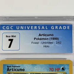 Pokemon Articuno Holo Unlimited 2/62 CGC 7 Blue Label TCG 1999 Fossil WotC Vtg - Image 2