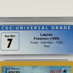 Pokemon Lapras Unlimited Holo Fossil 10/62 CGC 7 Blue Label TCG 1999 WotC Vtg - Image 3