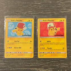 Pokemon Ash's Pikachu Red and Blue Cards Promo SM113 SM109, 2017 Pikachu Project - Image 1