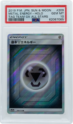 2019 POKEMON JAPANESE TAG TEAM GX ALL STARS METAL ENERGY-HOLO #209 PSA 10 - Image 1