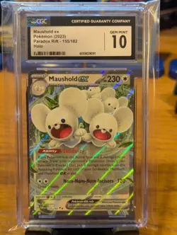 Pokemon TCG Paradox Rift Maushold ex Holo 155/182 CGC 10 Gem Mint - Image 1