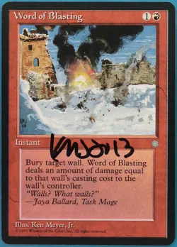 Word of Blasting Ice Age NM Red Uncommon SIGNED MAGIC CARD (ID# 437740) ABUGames - Image 1